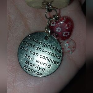Homemade Wine Cork Keychain with Marilyn Monroe Quote Charm